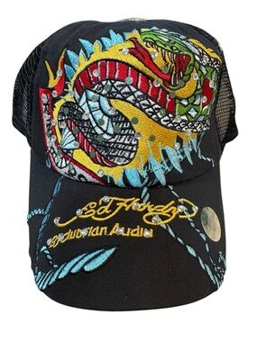 Ed Hardy Dragon Rhinestone Trucker Hat NWT Y2K